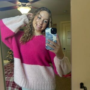 oversized pink sweater